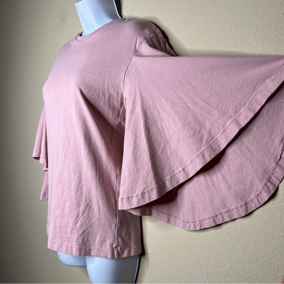 CITIZENS OF HUMANITY Pink Dramatic Flutter Sleeve Top - Sz XS - Picture 6 of 10